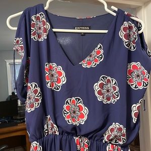 Express dress size small. Floral print on navy blue background